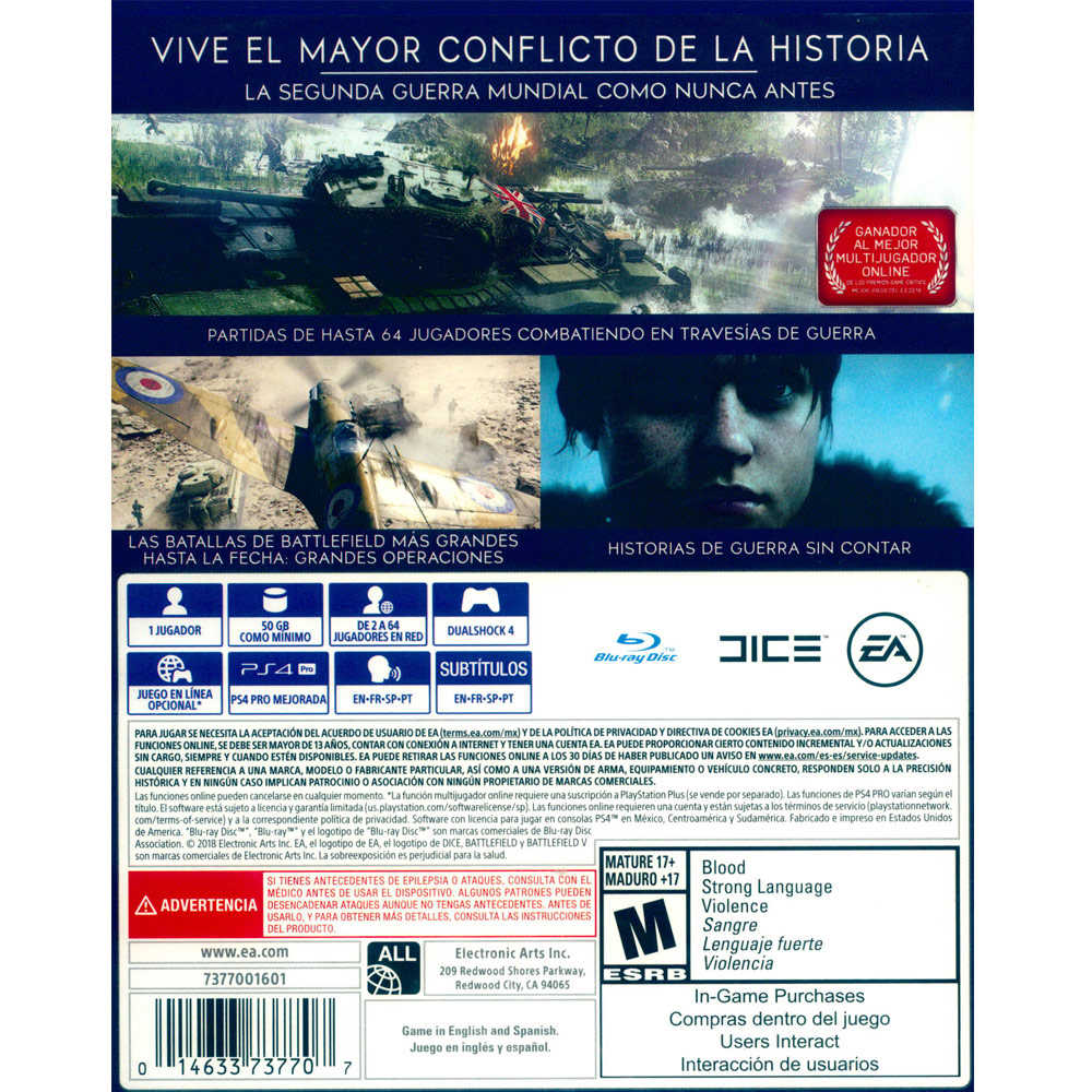 (現貨全新) PS4 戰地風雲 5 中英文美版 (拉丁封面)  BATTLEFIELD V【一起玩】