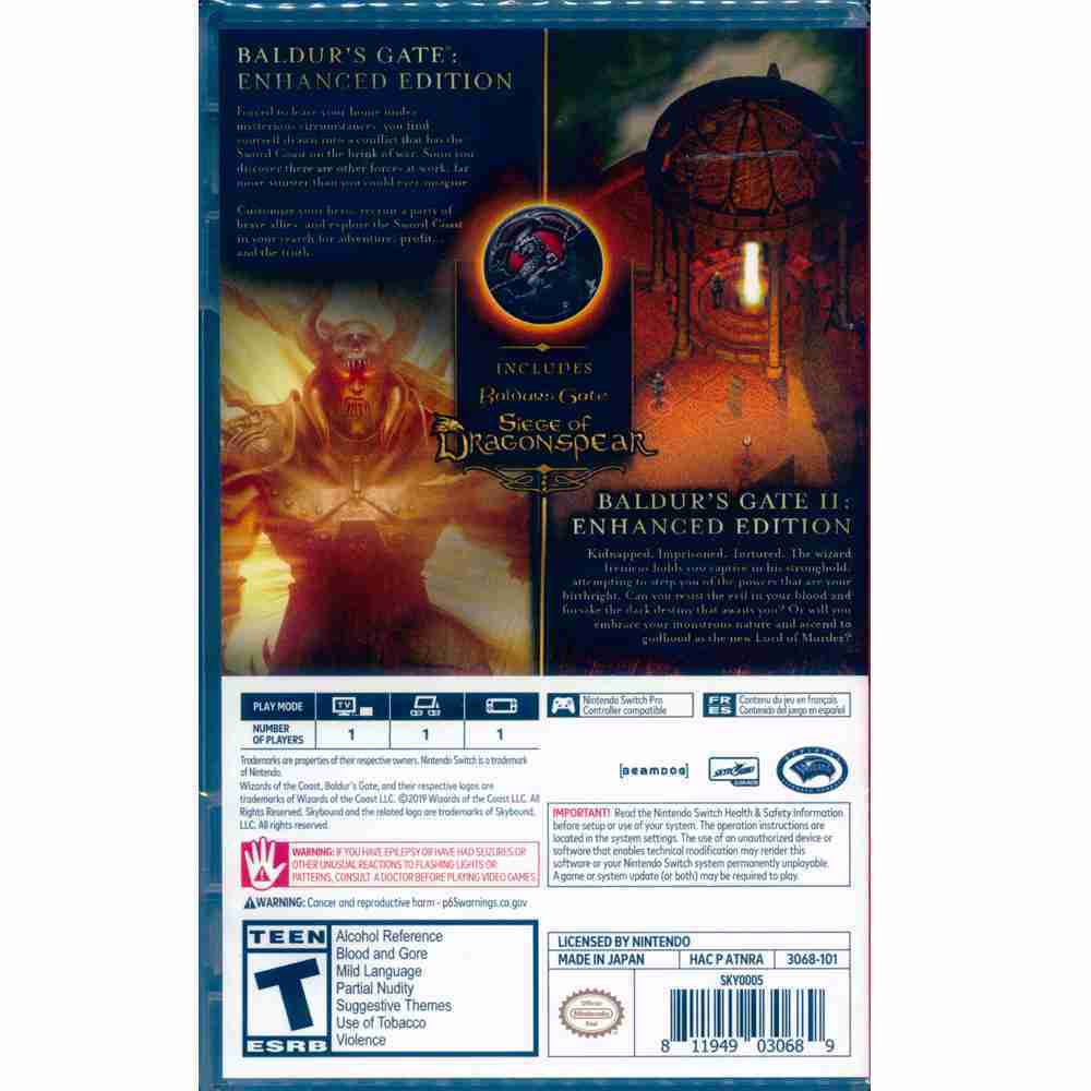 【一起玩】NS SWITCH 柏德之門 1\u00262 加強版合輯 中英文美版 Baldur\u0027s Gate: Enhanced