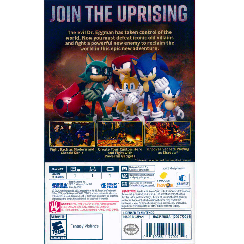 一起玩】 NS SWITCH 音速小子武力英日文美版Sonic Forces - 一起玩電玩數位館| 購物橘子