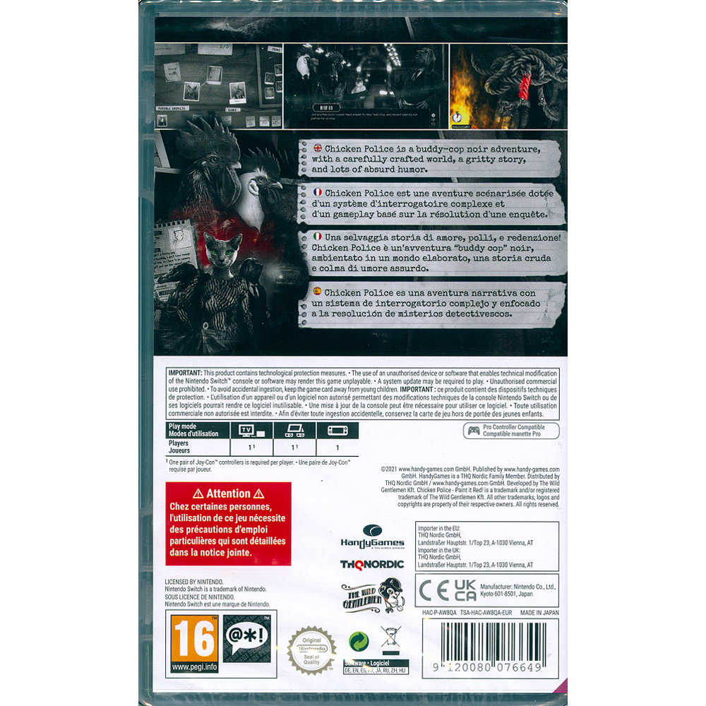 【一起玩】NS SWITCH 雞之警探：血色追查 中英日文歐版 Chicken Police Paint it RED