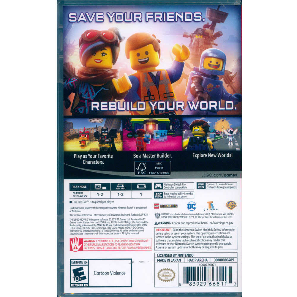 【一起玩】 NS SWITCH 樂高玩電影 2 中英日文美版 附贈道具密碼表 LEGO MOVIE 2