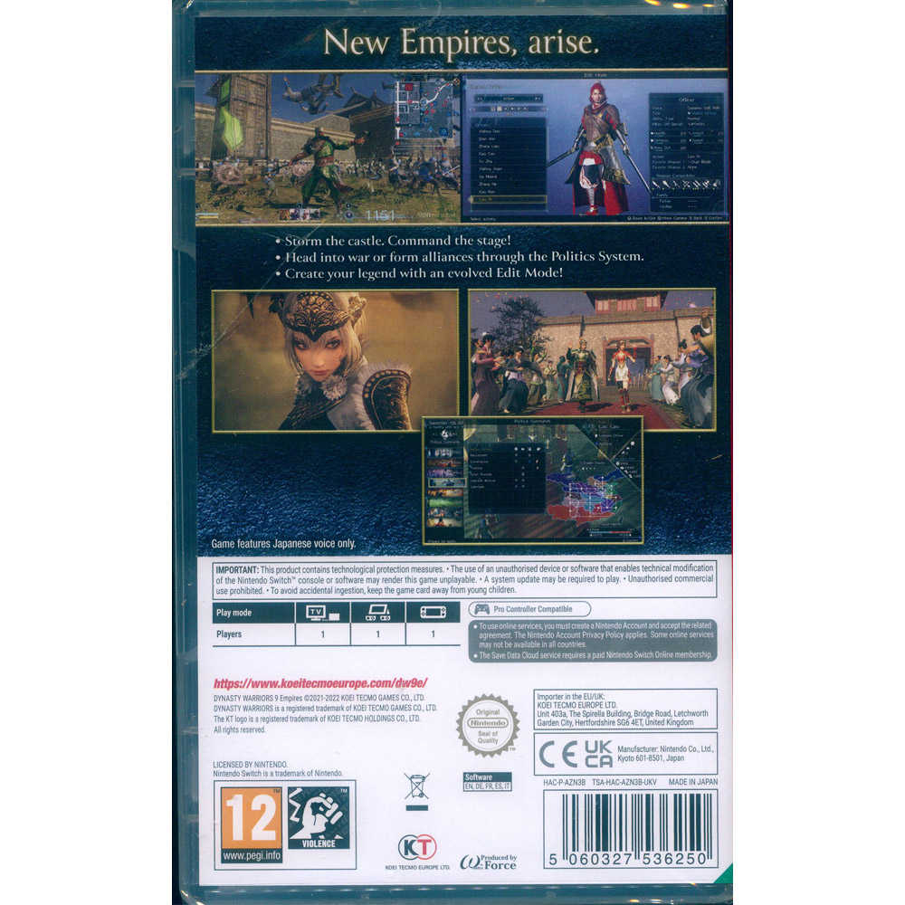 【新品瑕疵，外盒破損裂痕】 NS SWITCH 真‧三國無雙 8 帝王傳 Empires 英文歐版 真三國無雙8 真三八