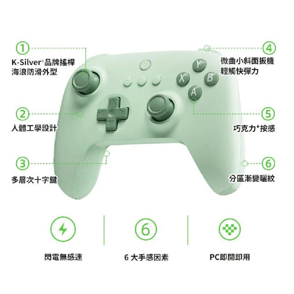 【AS電玩】八位堂 8BitDO 獵戶座 青春版 控制器 曠野綠／仙霞紫 (支援PC／Steam／安卓)