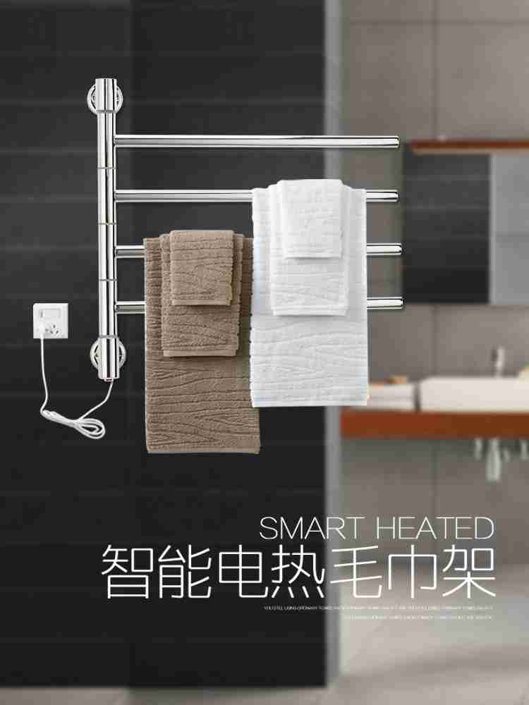 可定做 110v電熱毛巾架免打孔 智慧溫控不鏽鋼烘幹掛架衛生間置物架德國