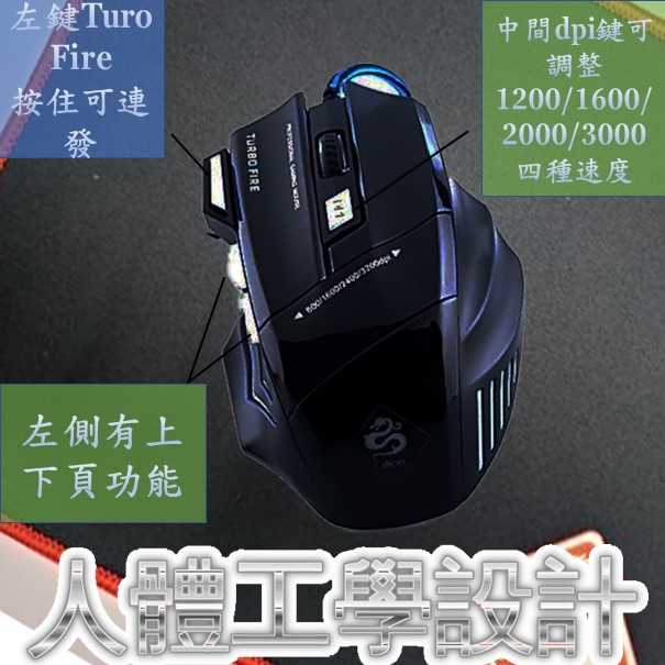 【峰潮流】翔龍台灣認證 24H出貨 電競滑鼠 一鍵連擊 腳本錄製  機械滑鼠 巨集滑鼠 發光滑鼠