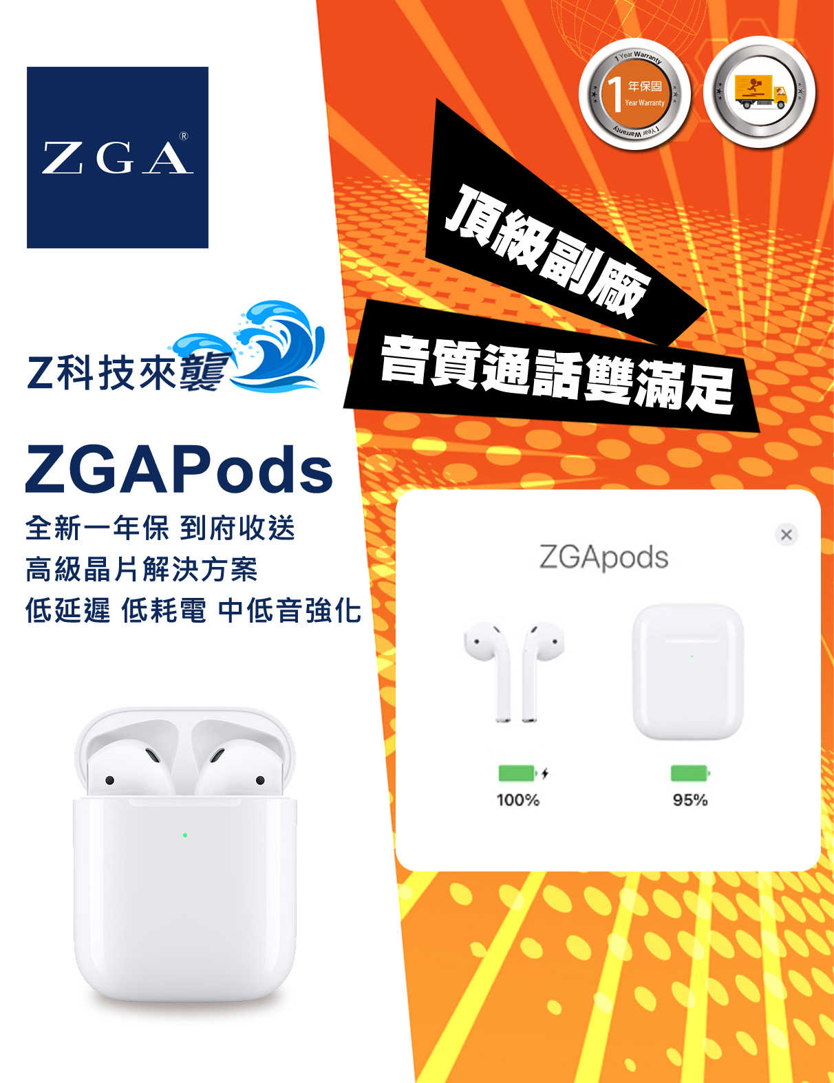 ZGA原廠 ZGAPods II 藍芽耳機 完美頂配 支援分期 享受無負擔 一年到府收送