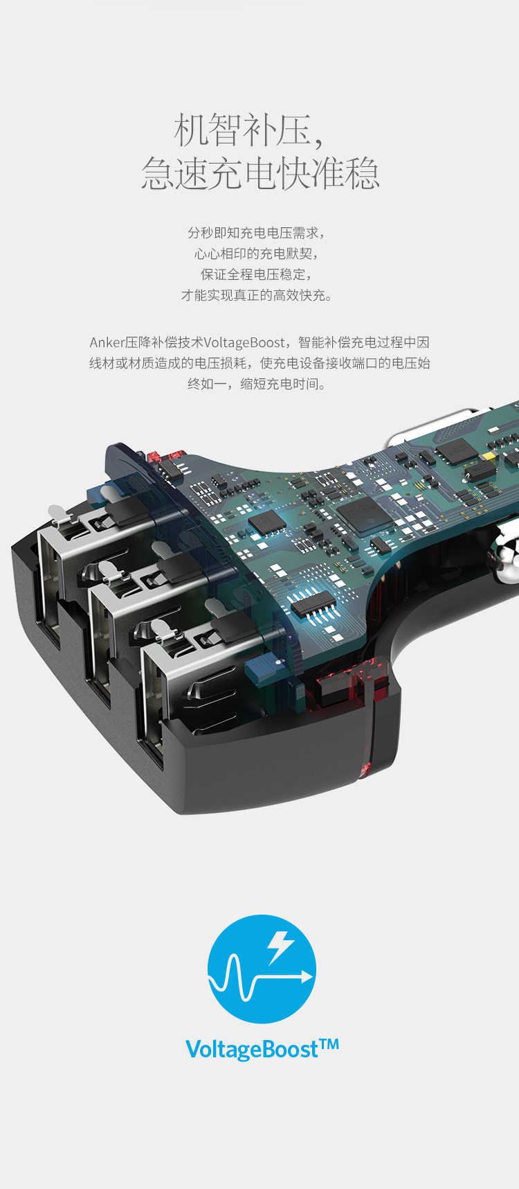 Anker PowerDrive+ 3 車充 三孔USB 36W 搭載POWERIQ設計 智能調節