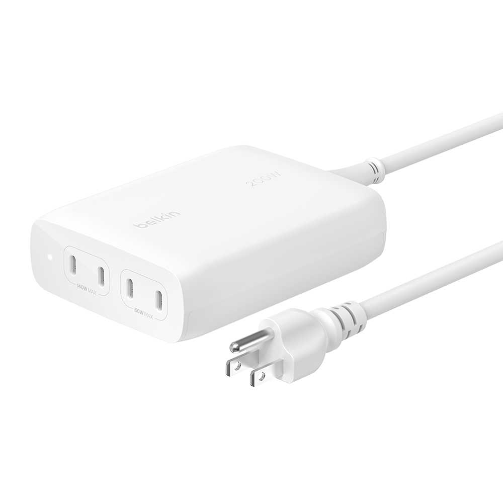 Belkin BoostChargePro4連接埠 USB-C GaN充電器200W(WCH015dqWH)