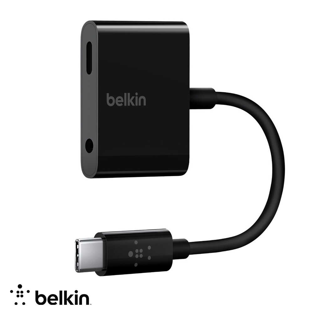 【Belkin】貝爾金 音頻轉接線3.5mm Audio + USB-C充電分插器RockStar™