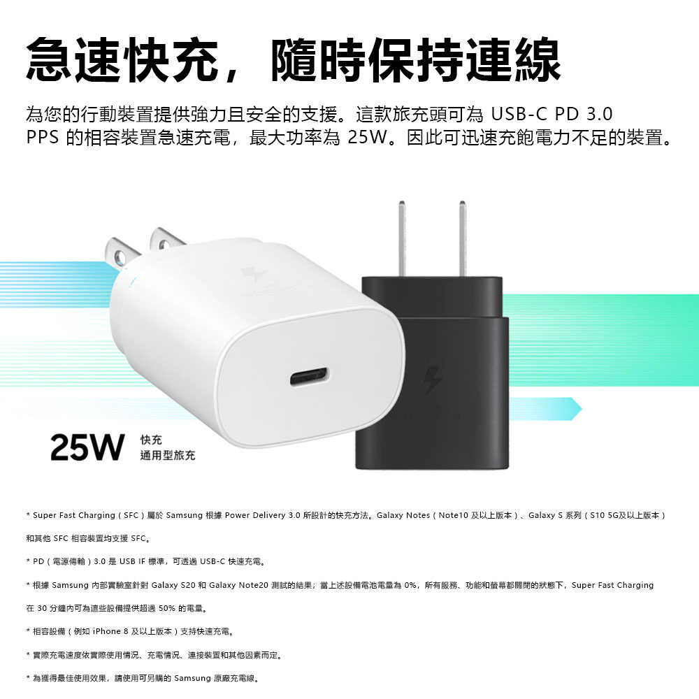 三星 Samsung 原廠充電頭 25W GAN 快充旅充頭 Type C(白)快充頭 全新現貨