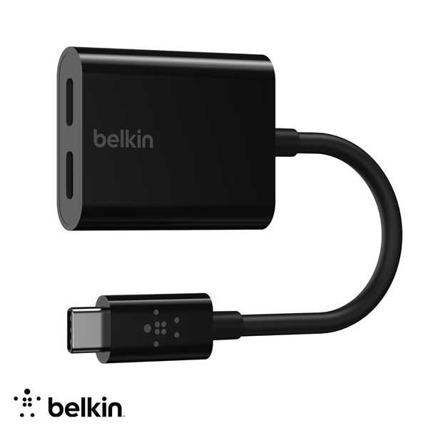 【Belkin】貝爾金音頻轉接器 雙Type-C 快充CONNECT™ USB-C™ 音訊+充電分插器