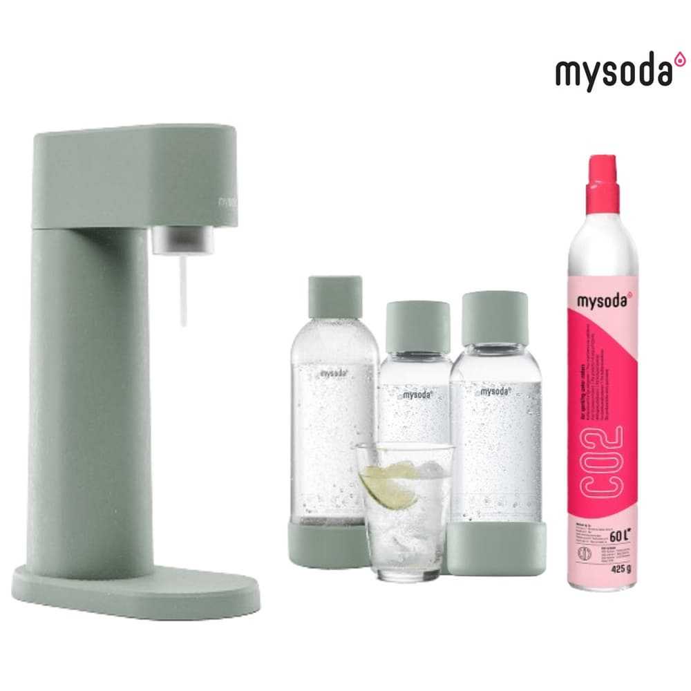 【贈0.5L水瓶2入組】【mysoda】WOODY木質氣泡水機-雲杉綠(原廠)