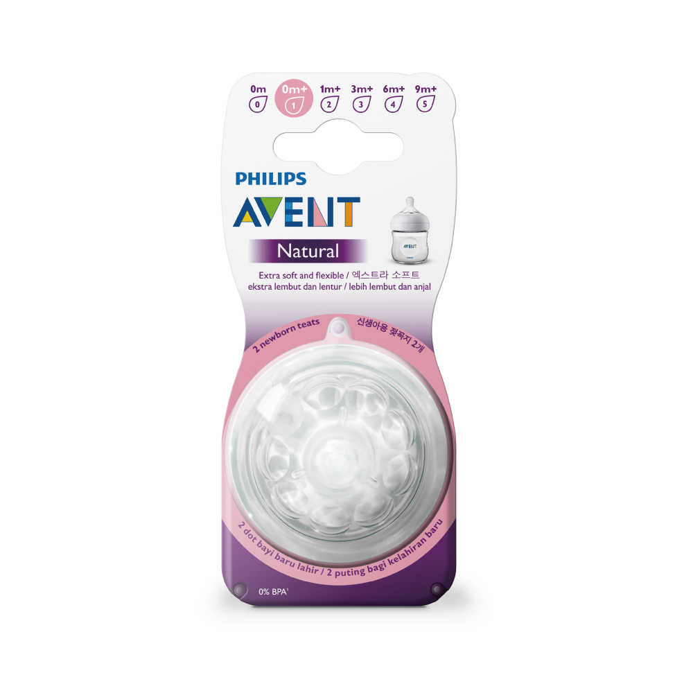 【PHILIPS AVENT】親乳感防脹氣奶嘴雙入裝 新生兒流量 0M+一號嘴 SCF651/23(SCF651/23)