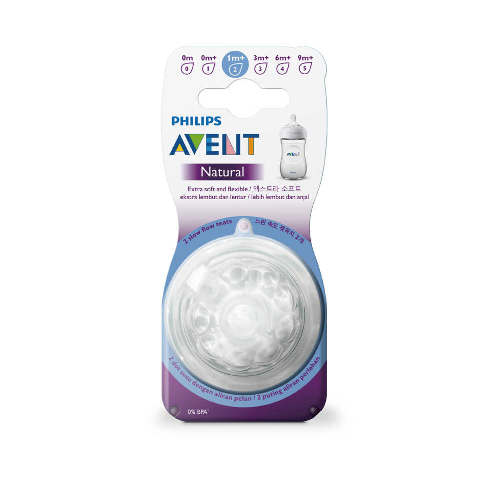 【PHILIPS AVENT】親乳感防脹氣奶嘴雙入裝 慢流量 1M+ 二號嘴 SCF652/23(SCF652/23)