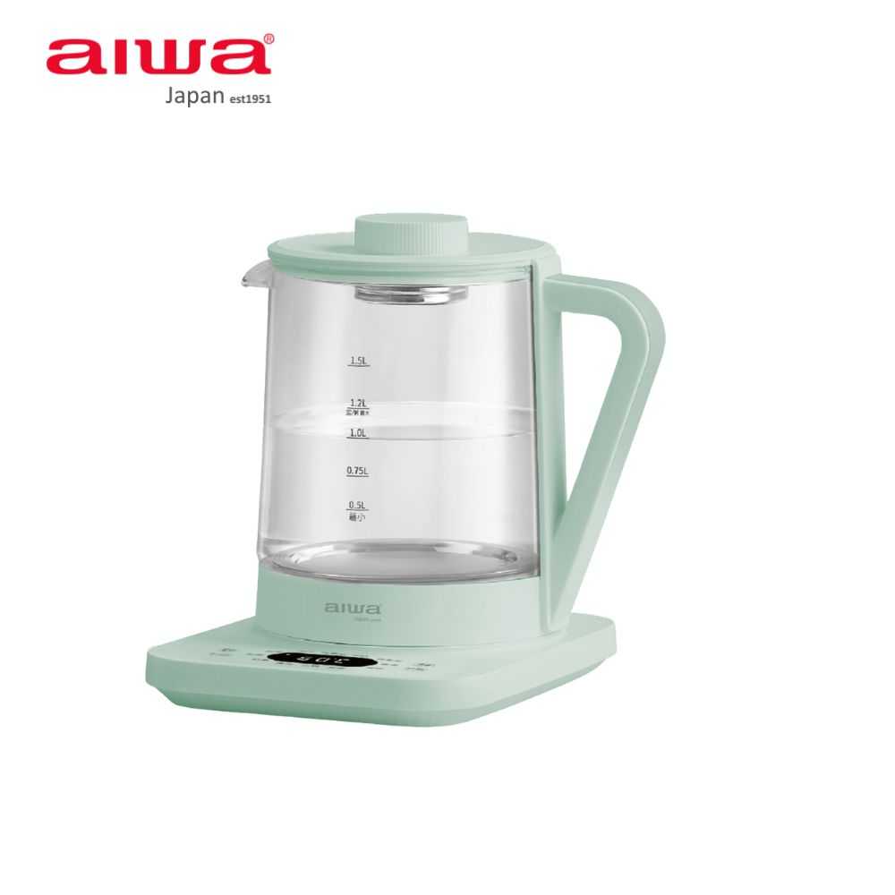【AIWA 日本 愛華】1.5L 多功能養生壺 AW-KC150 沐青色 (蒸籠/養生壺/美食鍋/燉盅/煮茶器)