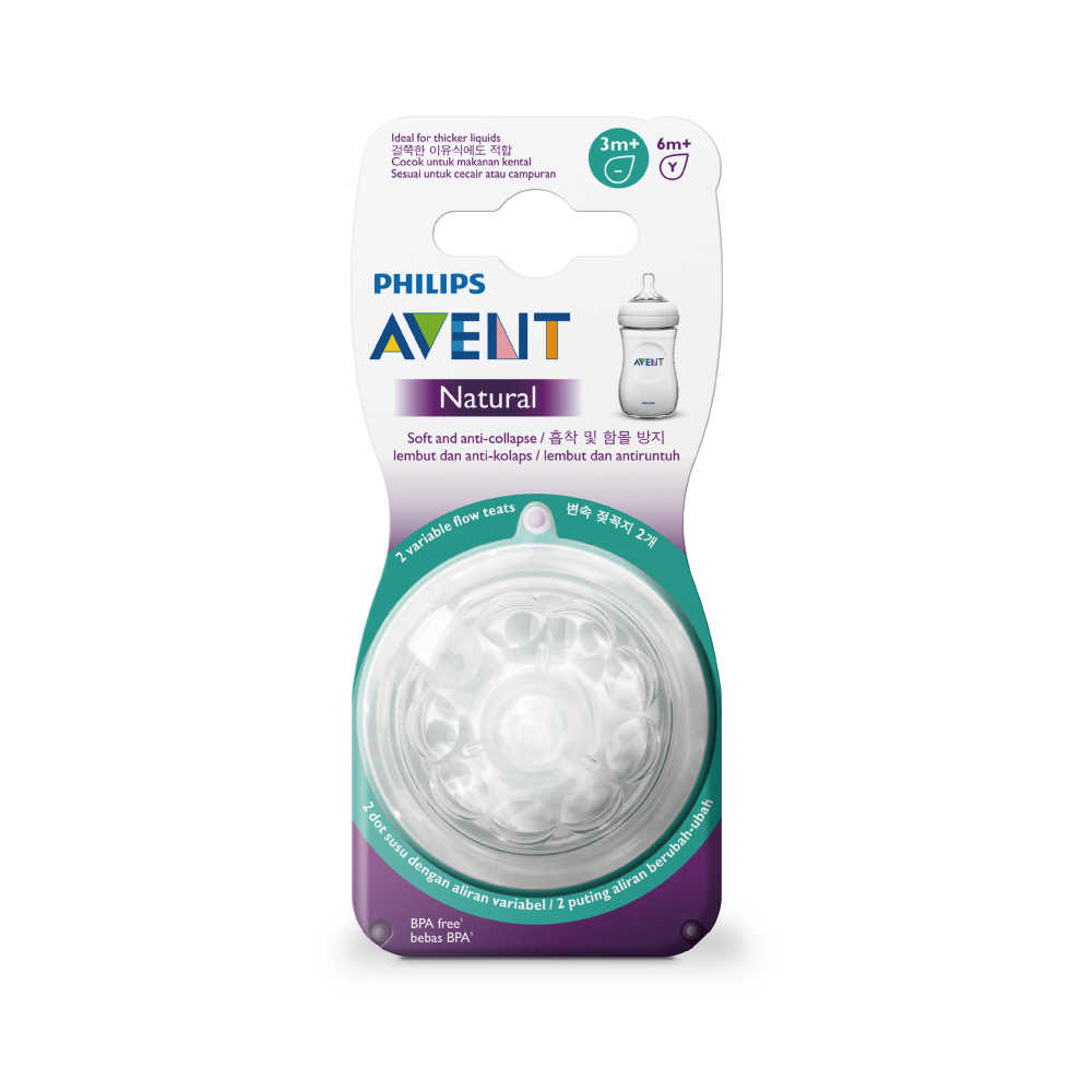 【PHILIPS AVENT】親乳感防脹氣奶嘴雙入裝 可調速 3M+ SCF655/23(SCF655/23)