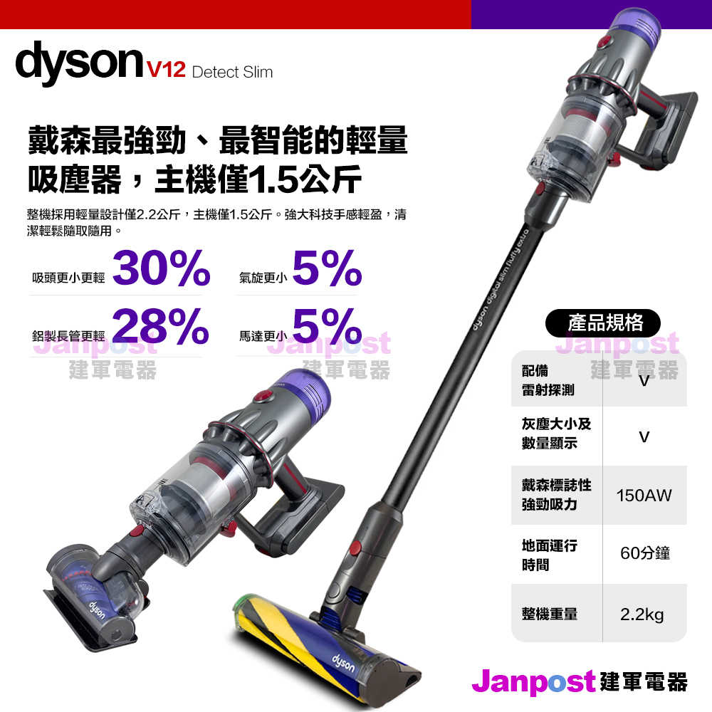 Dyson V12 SV20 Detect Slim Total Clean Extra 無線手持吸塵器