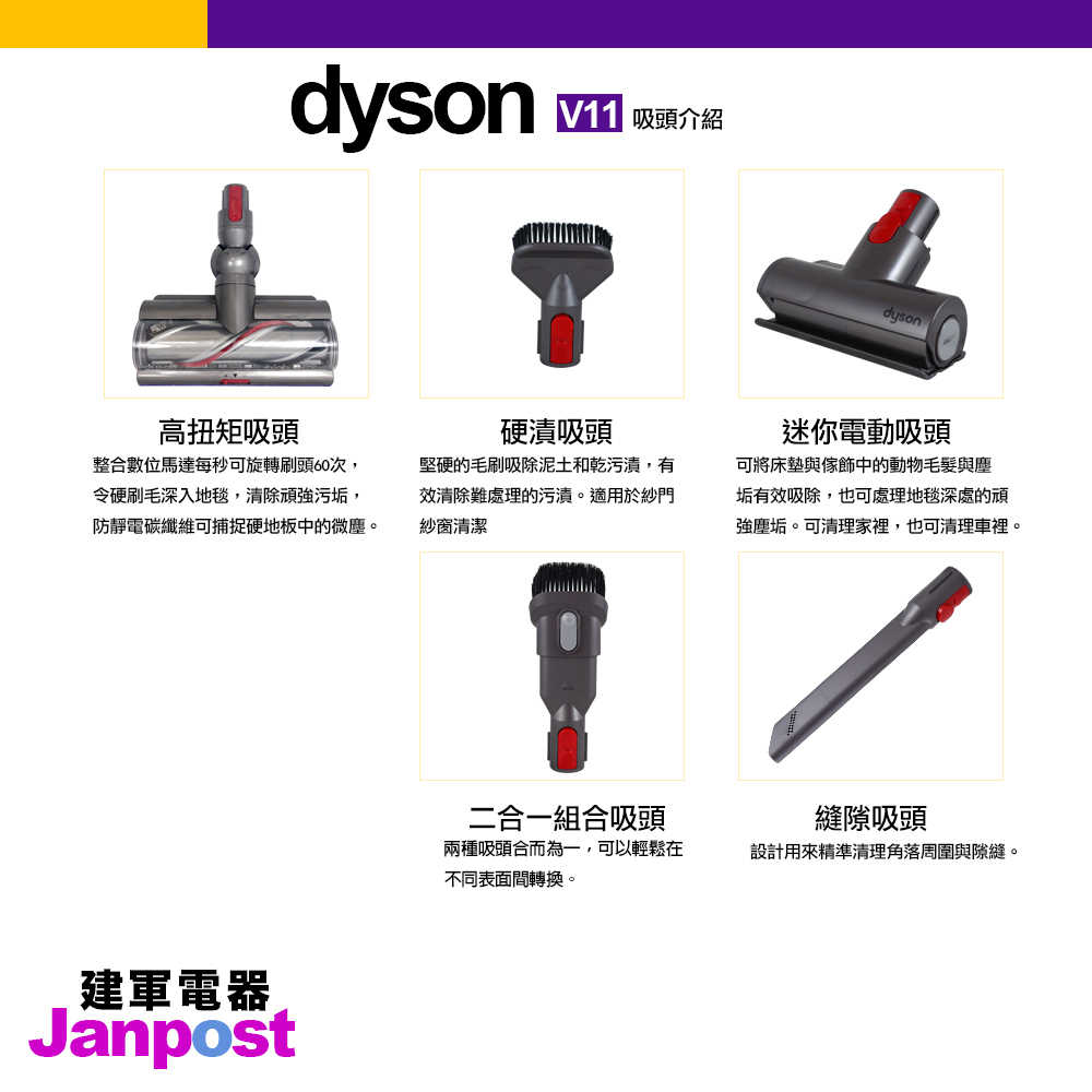 Dyson 戴森 V11 SV14 Animal 無線手持吸塵器 集塵桶加大版 六吸頭 吸塵蟎 送床墊吸頭 /建軍電器