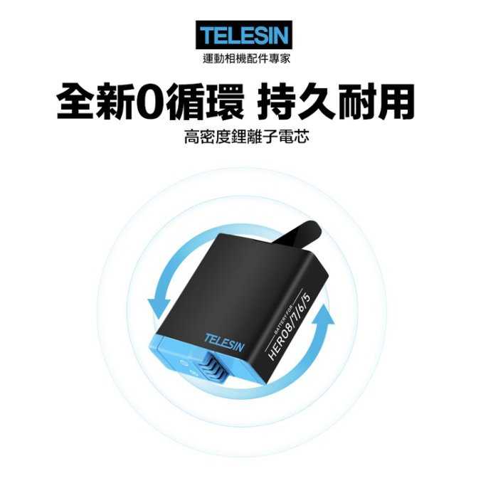 Telesin 副廠 全解碼 Gopro Hero 5 6 7 8 充電電池 電池 不彈窗 解碼電池