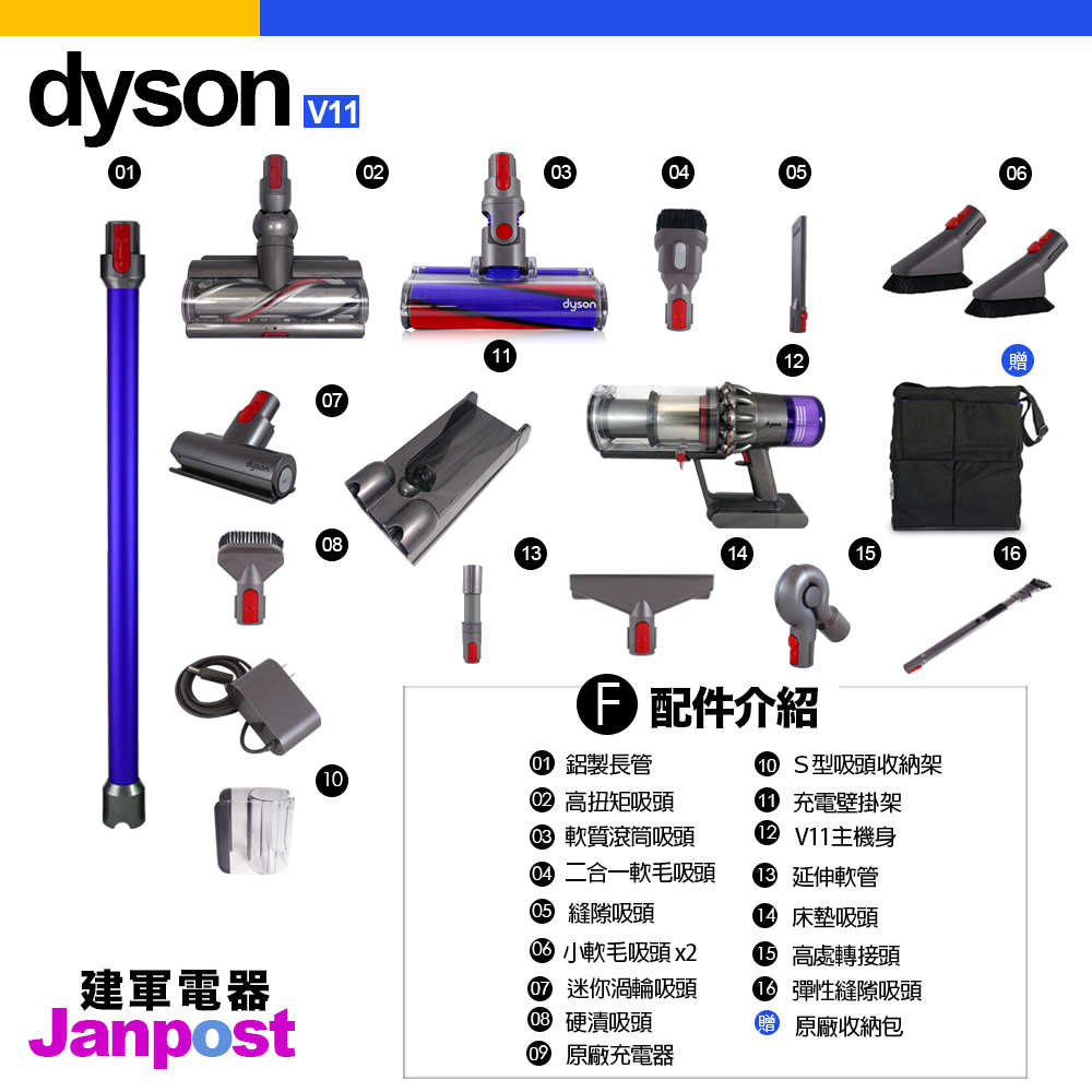 【建軍電器】Dyson V11 SV14 torque Absolute 旗艦全配版 十二吸頭 集塵桶加大版 一年保固