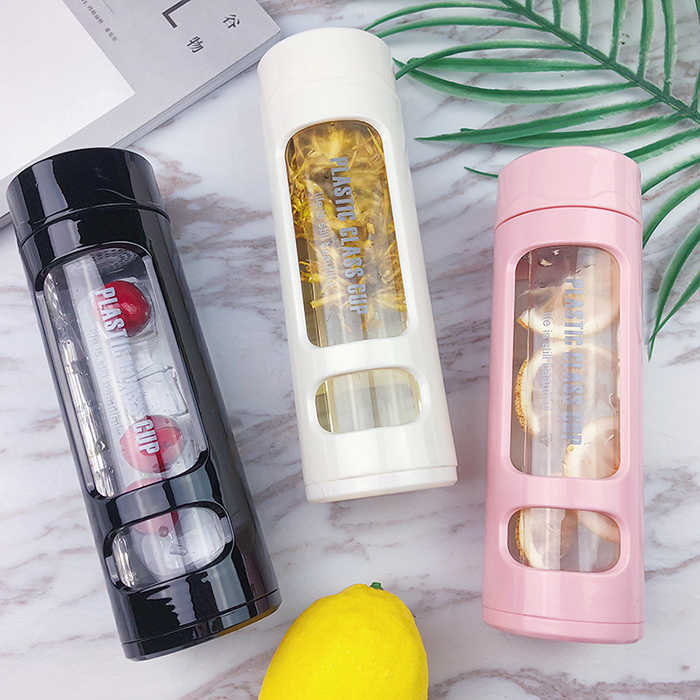 【雙層塑玻耐熱杯】咖啡杯 塑玻杯 真空玻璃內膽玻璃杯 辦公室必備 防彈咖啡 生酮咖啡杯 400ml