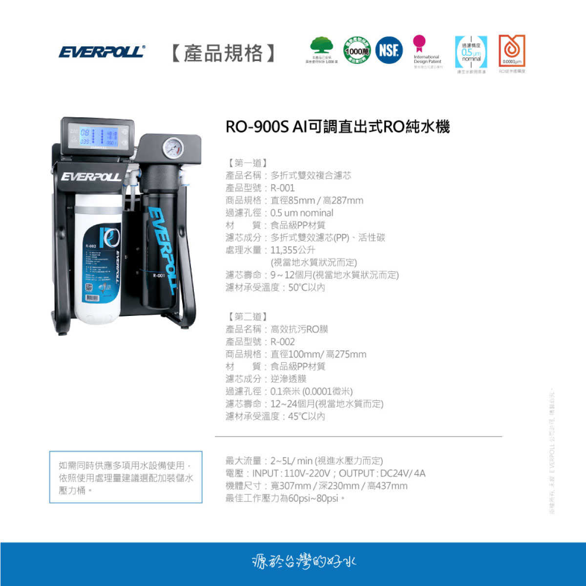 【EVERPOLL】RO-900S AI可調直出式RO純水機 RO900S 900S 大出水 可調TDS