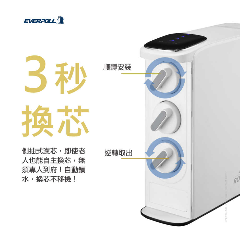 【愛科 EVERPOLL】EP-168 廚下型雙溫無壓飲水機+RO-900G 直出RO淨水器 閃耀白 168 900G