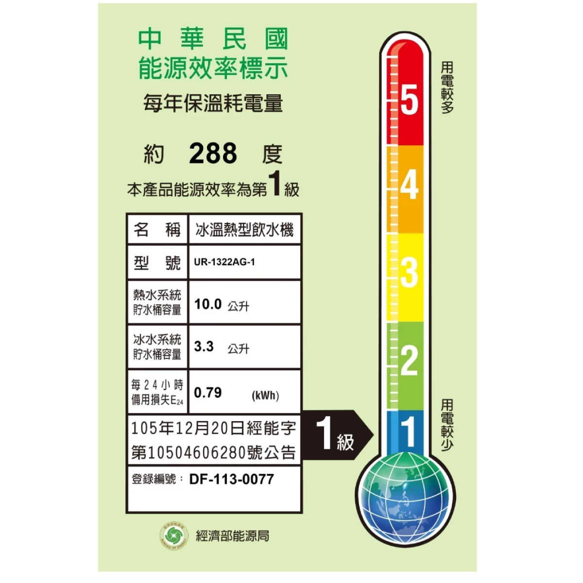 賀眾牌 UN-1322AG-1-R  UN1322-R  1322 微電腦純水淨化系統 三溫飲水機