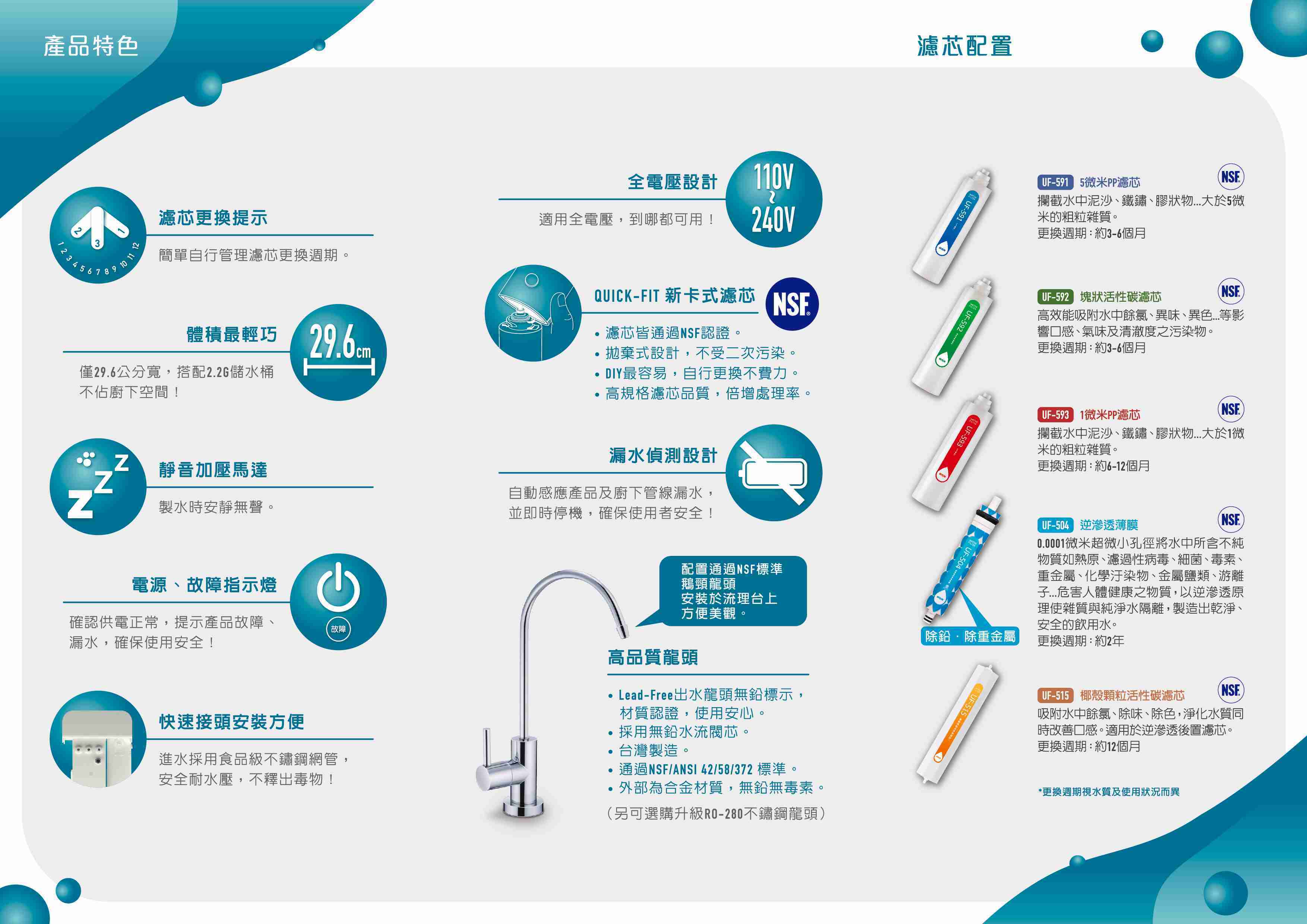 【賀眾牌】UR-5411JW-8 UR-5411 5411 廚下型快拆式 逆滲透 淨水器  標準安裝