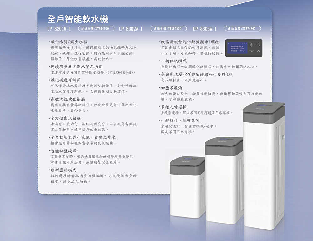 【賀眾牌】全戶反洗過濾器+全戶前置過濾器+全戶智能軟水機+全戶式不鏽鋼淨水器 3T全戶智能軟水四機組