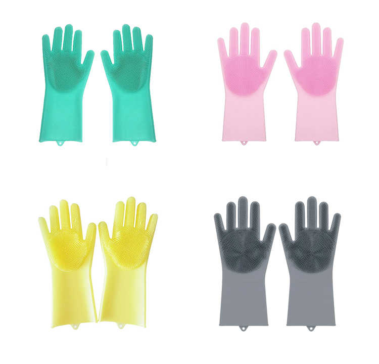 【多功能矽膠毛刷手套】、毛刷設計、防滑設計、隔熱手套、清洗掃除、矽膠材質、安全好用、親膚、靛麗色彩、