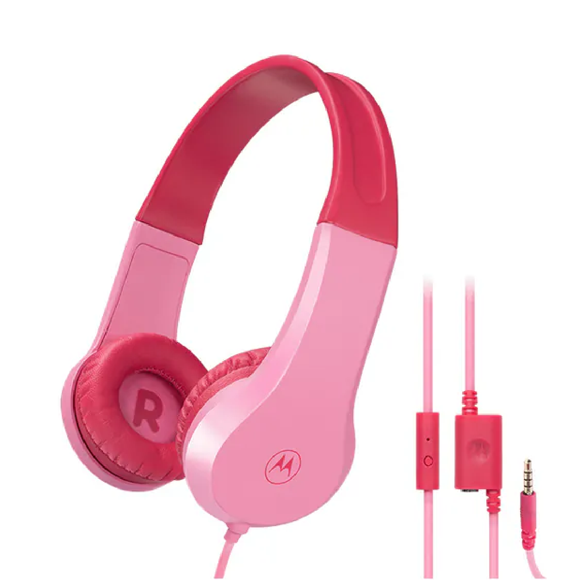 Motorola Moto JR200 粉紅 彈性耐用 附麥克風 聽力保護 耳罩式 兒童耳機 | 金曲音響