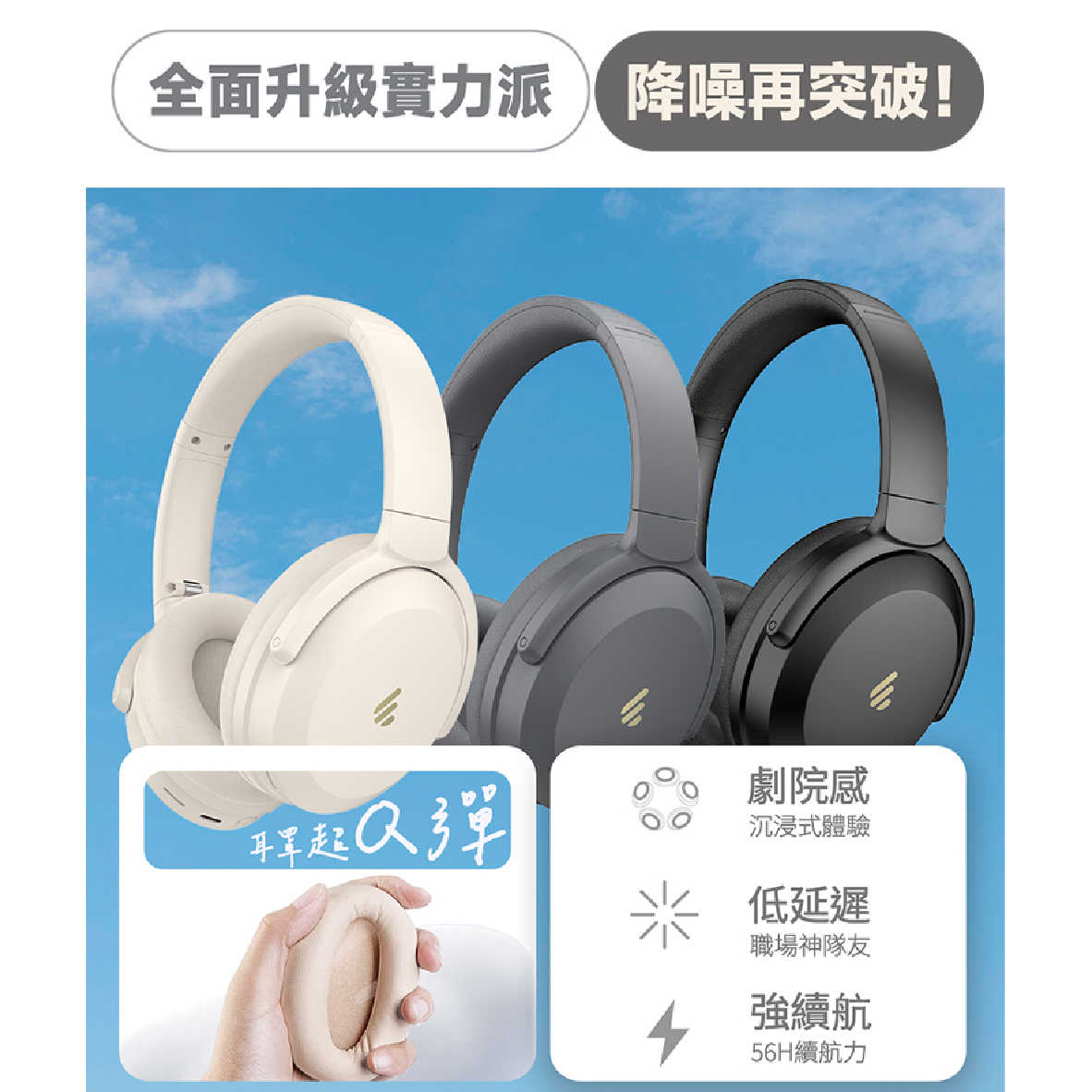 EDIFIER 漫步者 WH700NB PRO 可折疊 遊戲模式 藍牙 降噪 耳罩式 耳機 | 金曲音響