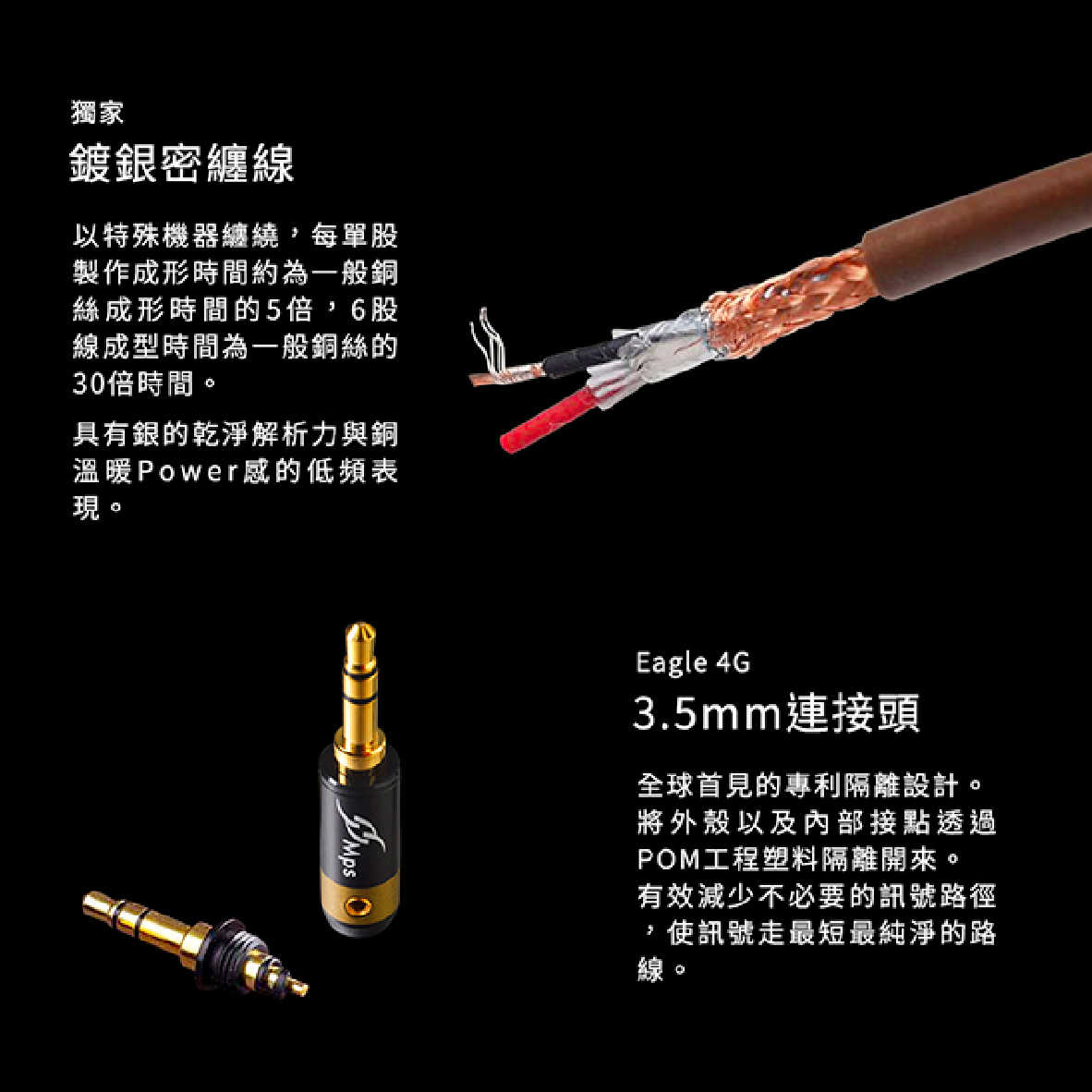 MPS Eagle Saviah 山 鍍銀密纏線 3.5mm AUX Hi-Fi 對錄線 台灣品牌 | 金曲音響