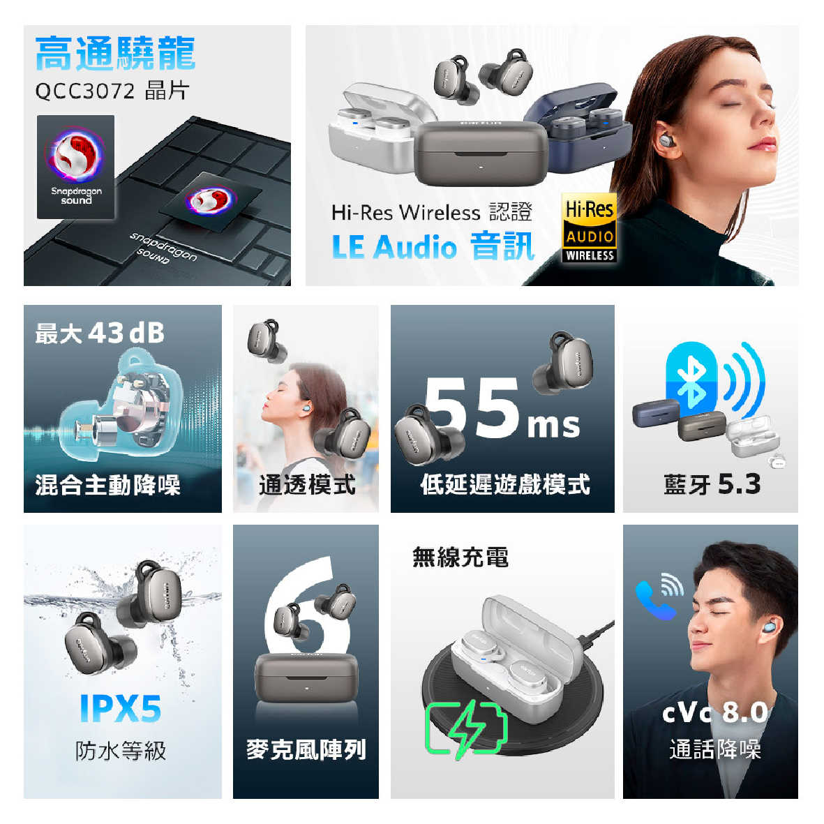 EarFun Free Pro 3 海軍藍 降噪 通透 7mm單體 IPX5 支援單耳 真無線 藍芽耳機 | 金曲音響