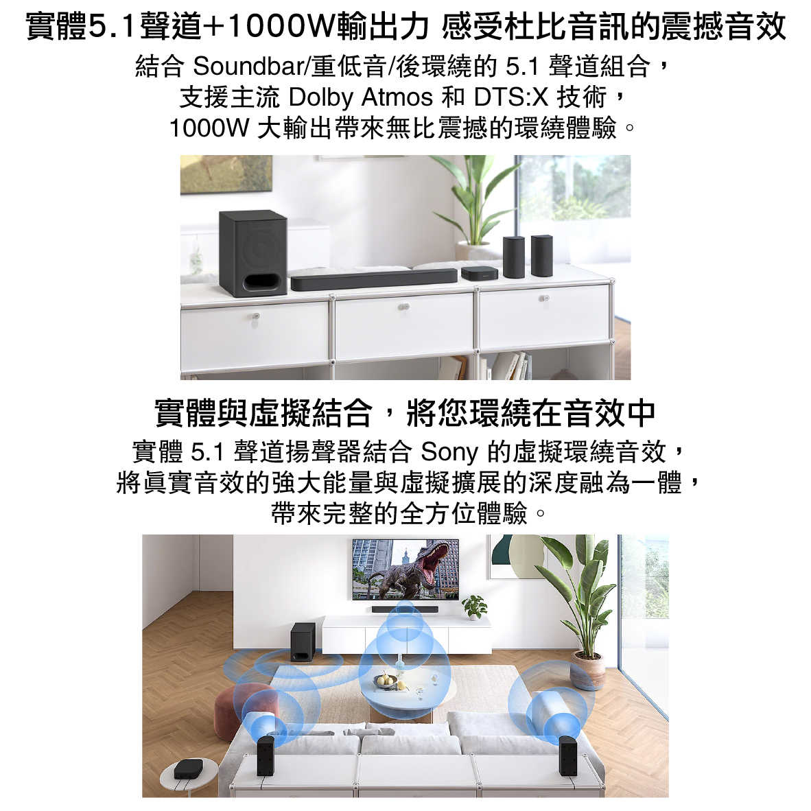 SONY 索尼 HT-S60 5.1聲道 1000W輸出 多件式 環繞 家庭劇院 | 金曲音響