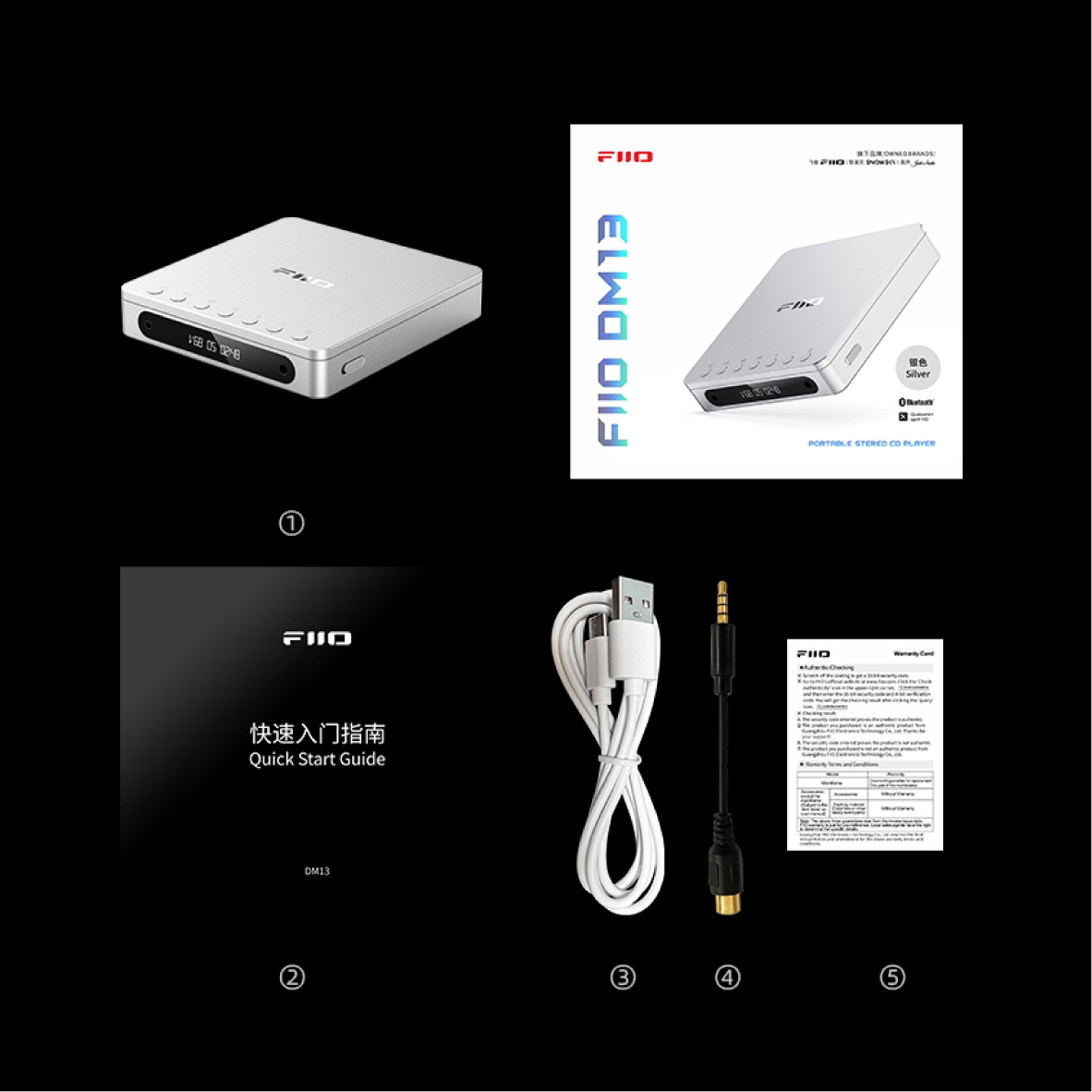 FiiO DM13 白色 旗艦級 DAC 光纖 同軸數位輸出 LCD顯示 隨身CD播放器 | 金曲音響