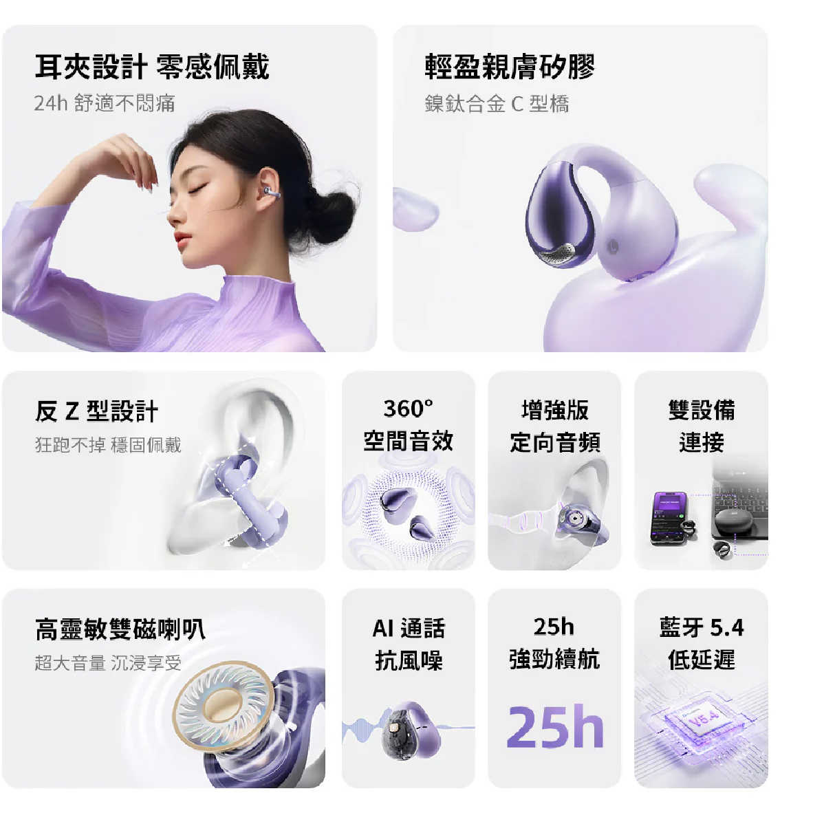 QCY Crossky C30 空間音效 定向頻音 雙裝置連接 開放式 真無線 藍牙 耳夾耳機 | 金曲音響