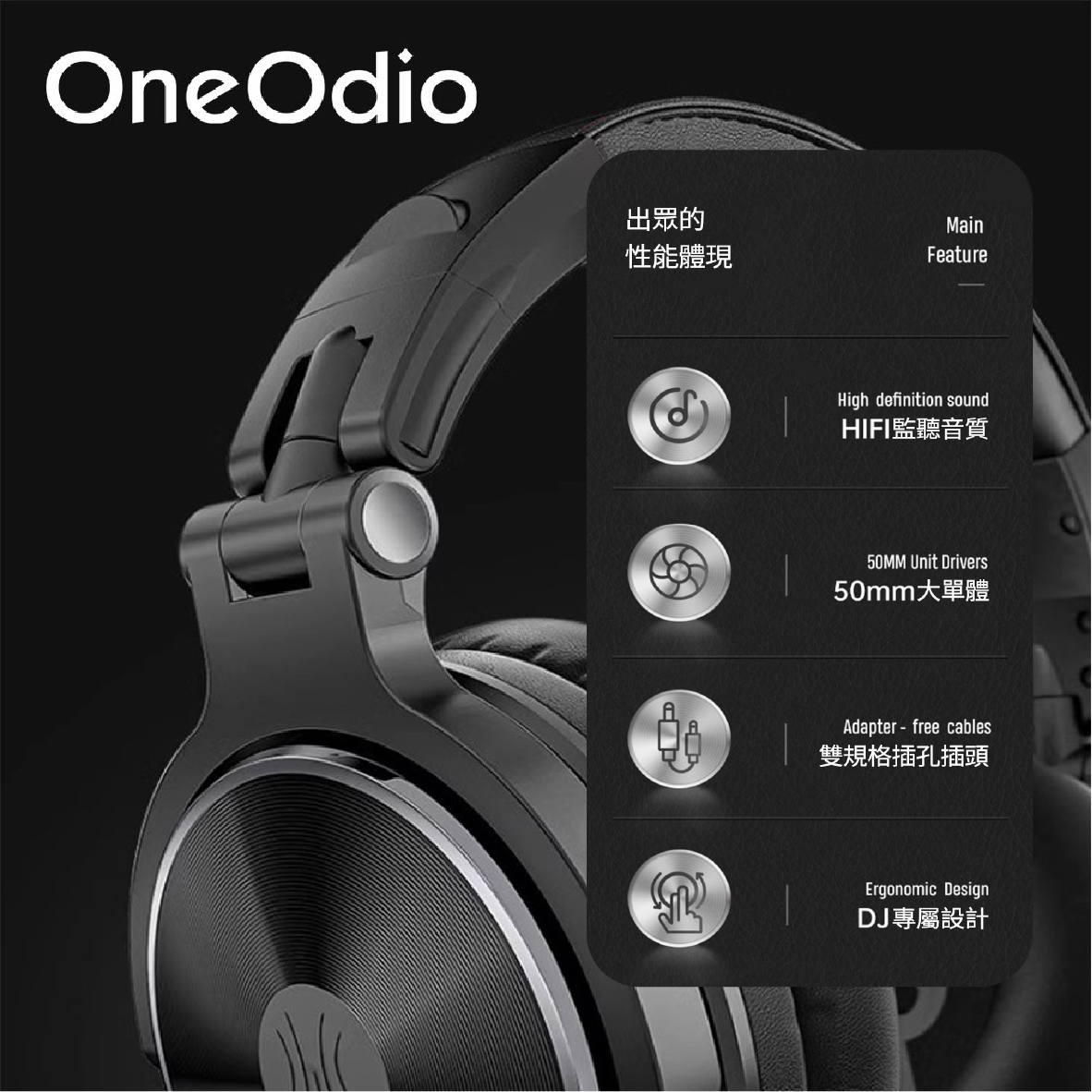 OneOdio Studio Pro 10 灰色 雙驅動單體 雙規插孔 HI-Res 專業型 監聽耳機 | 金曲音響