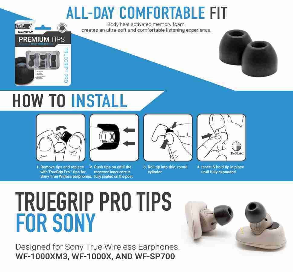 Comply TrueGrip™ Pro for Sony 藍芽耳機 耳棉 耳塞 WF-1000XM5 | 金曲音響