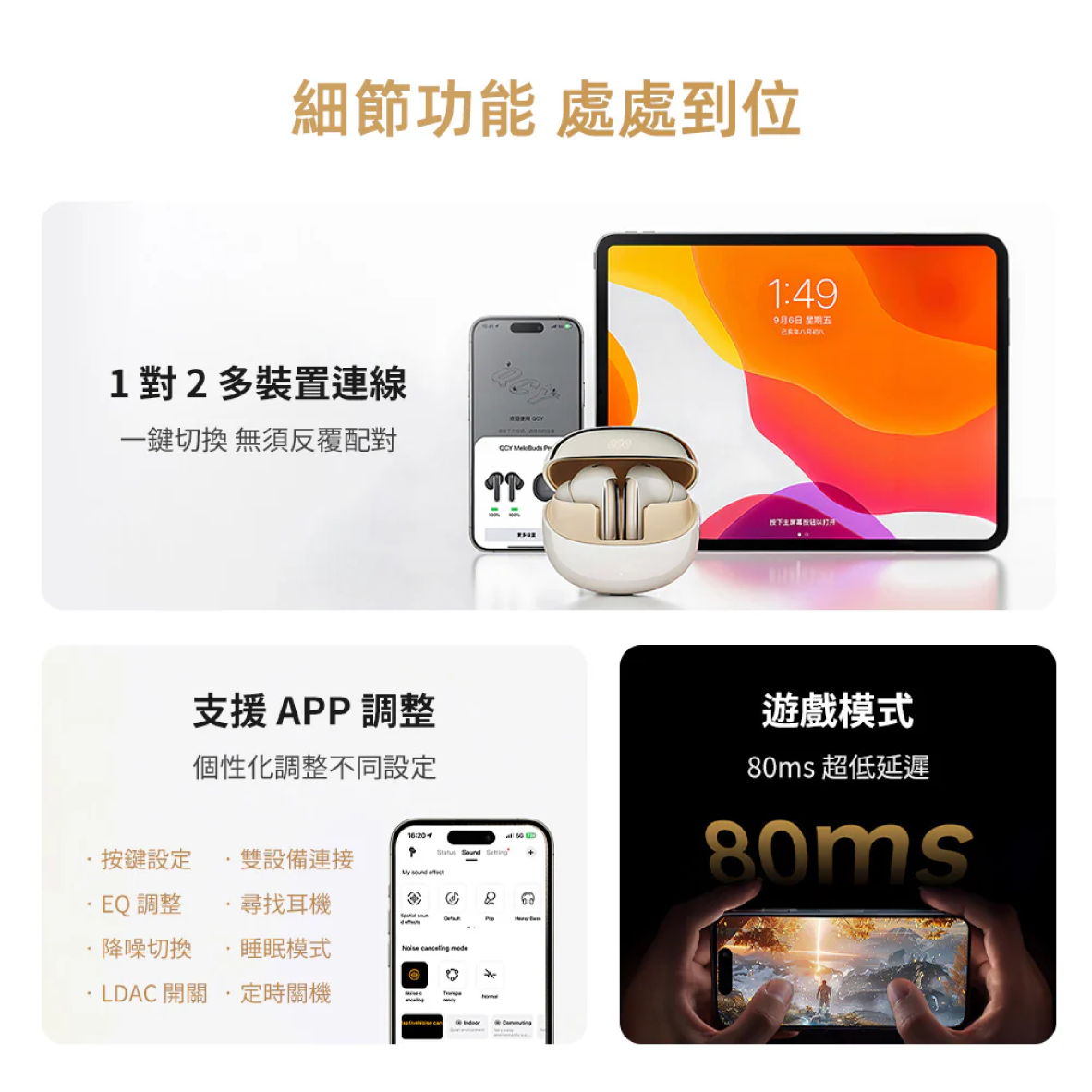 QCY MeloBuds Pro (HT08) 主動降噪 LDAC 立體環繞 真無線 藍牙耳機 | 金曲音響