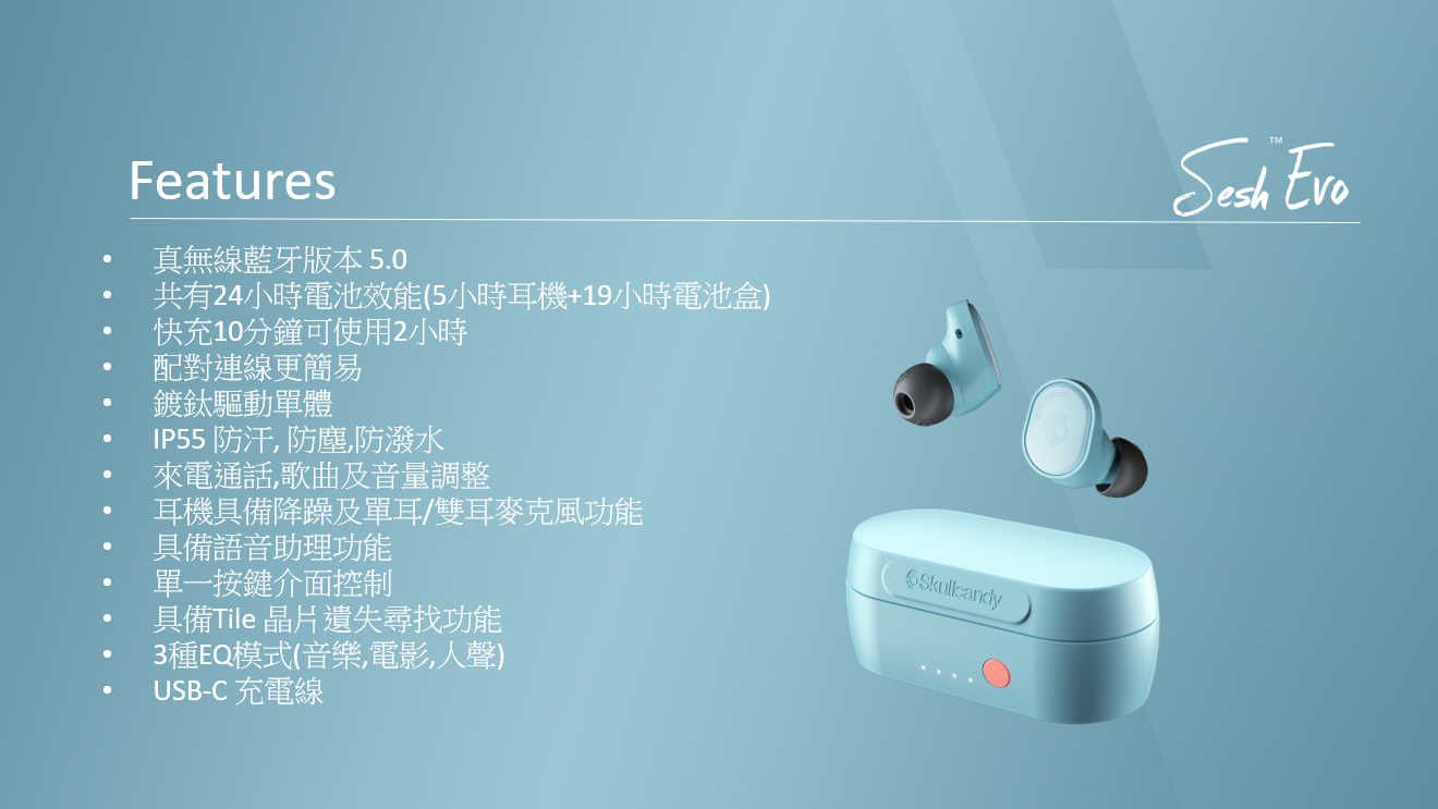 Skullcandy 骷髏糖 SESH EVO 灰 藍芽5.0 支援單耳 IP55 真無線 藍牙 耳機 | 金曲音響