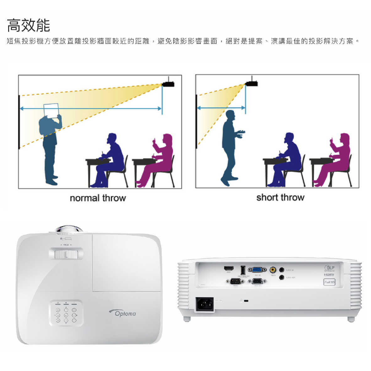 Optoma 奧圖碼 RS351ST 短焦鏡頭 3800流明 28dB低噪 商務 會議 投影機 | 金曲音響