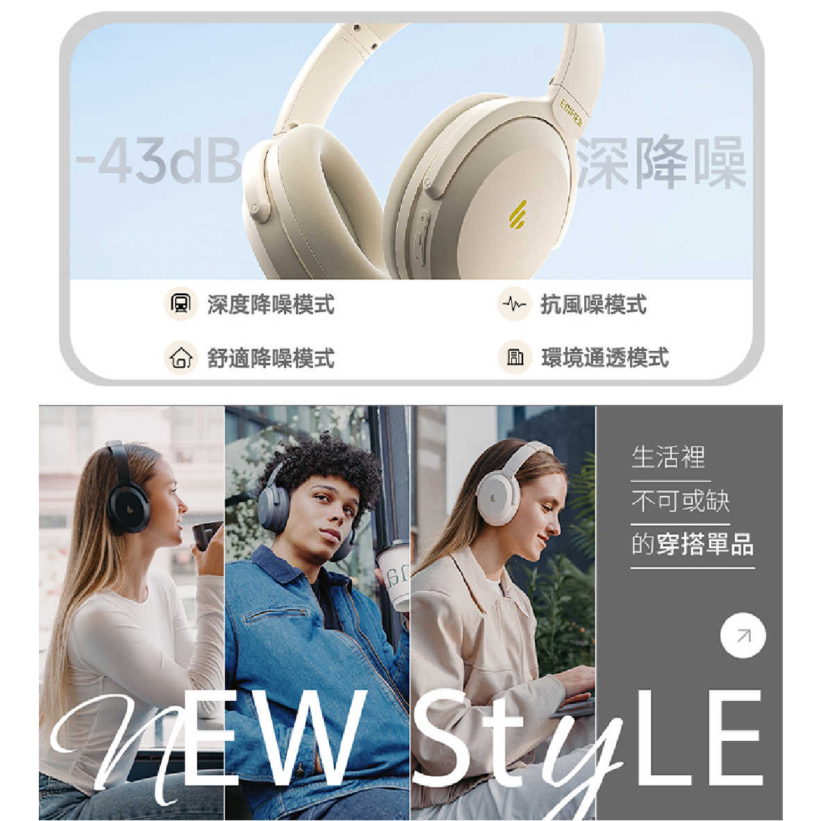 EDIFIER 漫步者 WH700NB PRO 可折疊 遊戲模式 藍牙 降噪 耳罩式 耳機 | 金曲音響