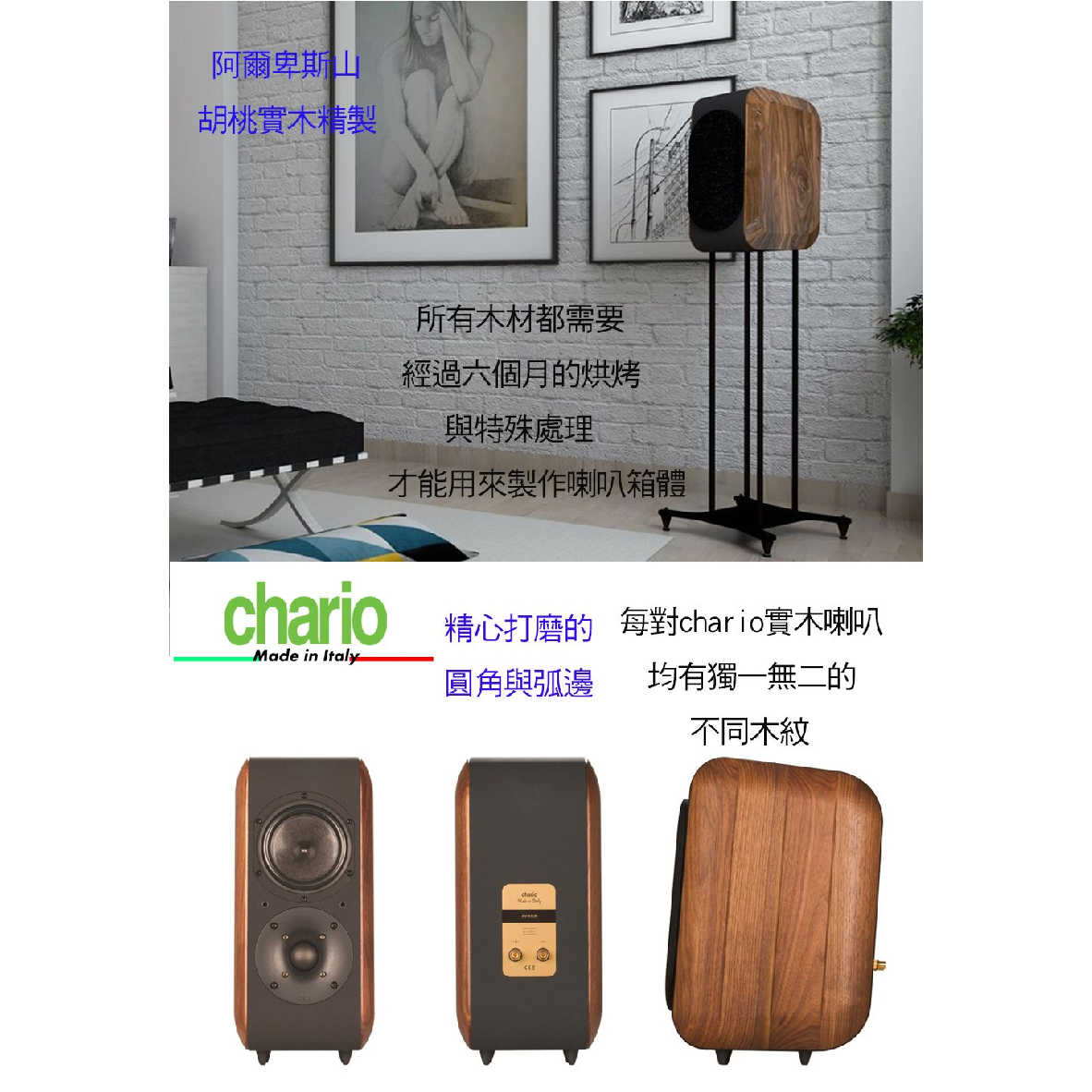 Chario GHIBLI 吉卜力 一對 胡桃實木 書架型 喇叭 揚聲器 | 金曲音響