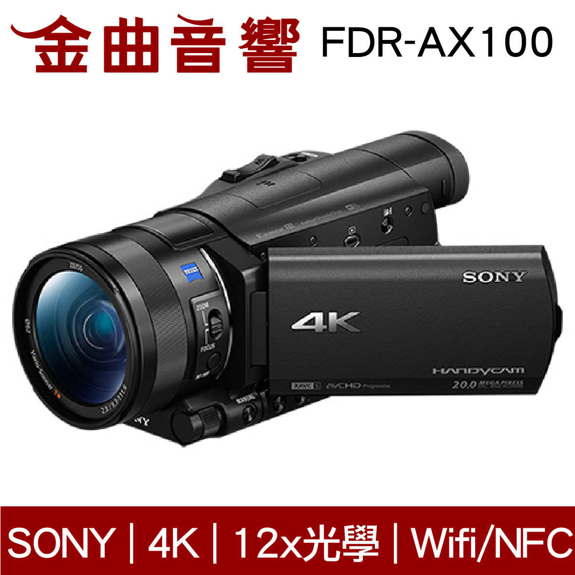 SONY 索尼 FDR-AX100 4K 高畫質 蔡司 鏡頭 數位 攝影機 | 金曲音響