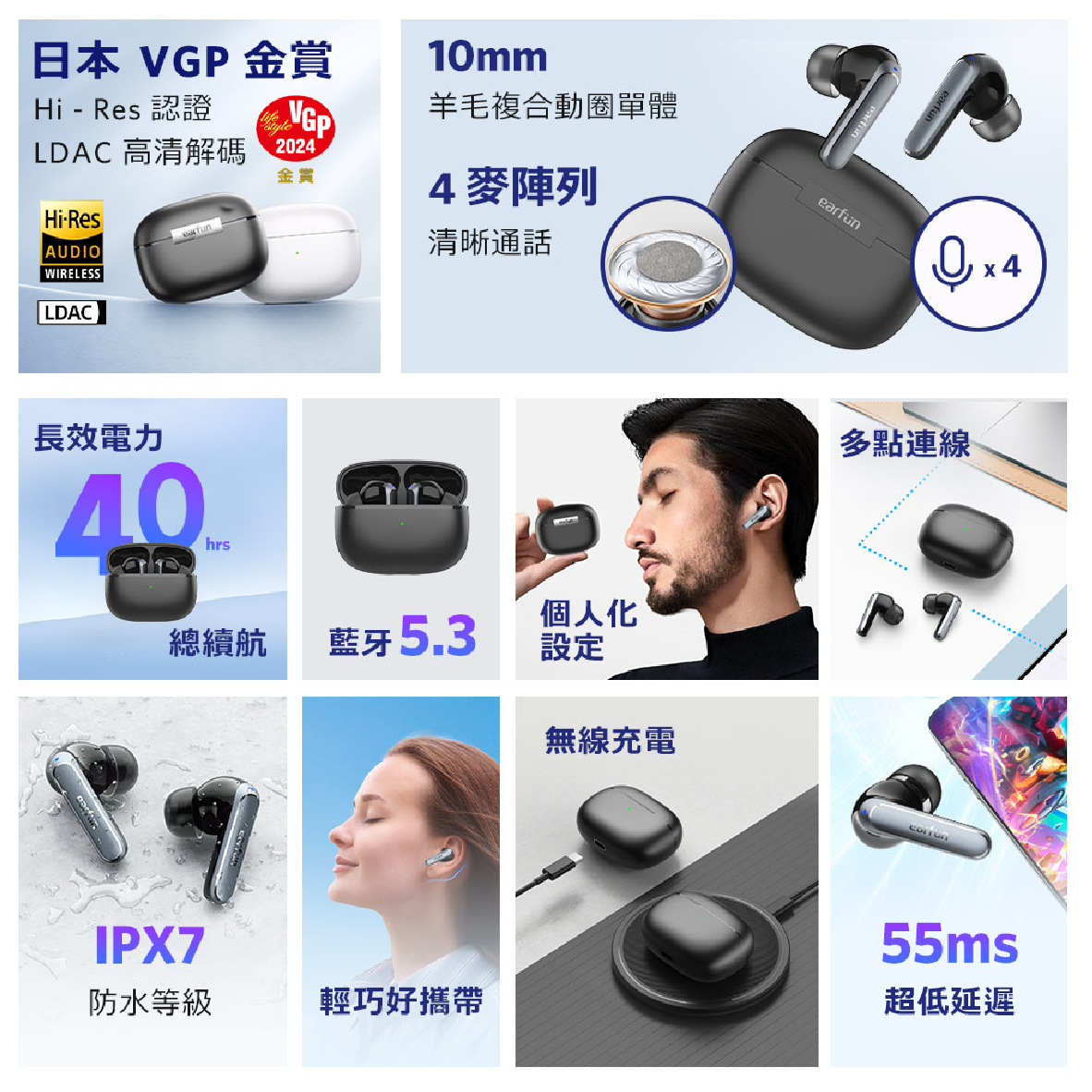 EarFun Air 2 低延遲 多點連線 IPX7 真無線 藍牙耳機 | 金曲音響