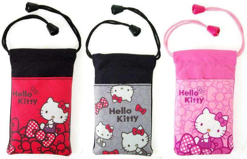 不正常玩具柔軟 超織 拭鏡 子母袋 有雙層袋 Hello Kitty 蝴蝶結 M 3.5吋適用3色任選 2入1組現貨