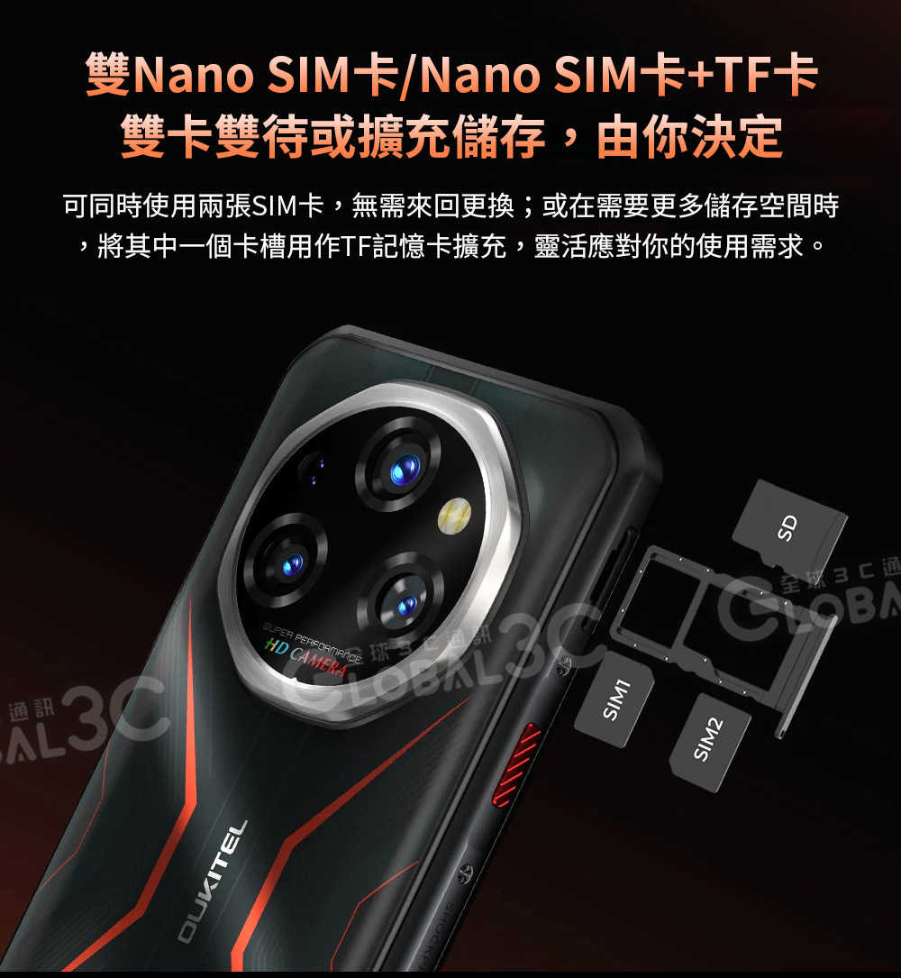 OUKITEL WP55 Pro 5G三防手機 48+512GB 120Hz 夜視+微距 11000毫安大電量 安卓15