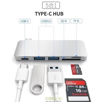 多功能 TYPE-C HUB 擴充分享器 USB 3.0 SD TF 充電 GPD Pocket